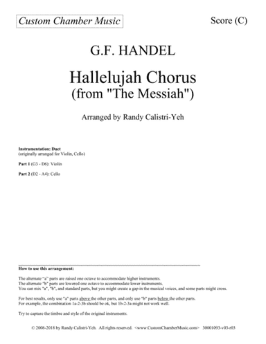 Hallelujah Chorus - Handel Messiah (violin/cello duet) (arr. Randy Calistri-Yeh)