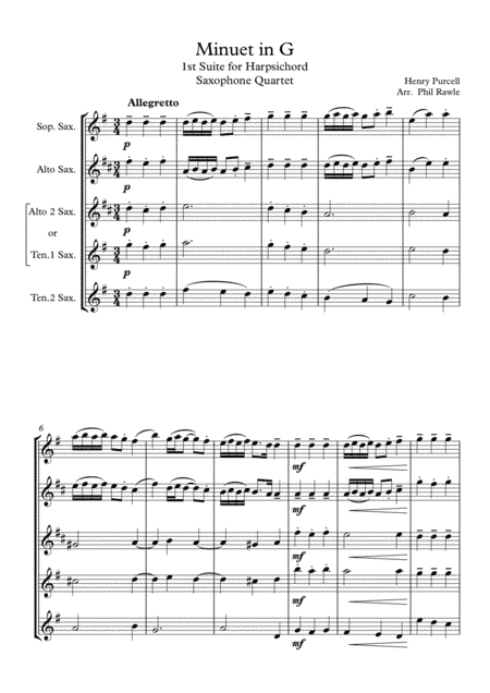 Minuet in G (1st Suite for Harpsichord) - Purcell (arr. Phil Rawle)