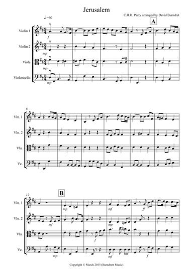 Jerusalem for String Quartet (arr. David Burndrett)