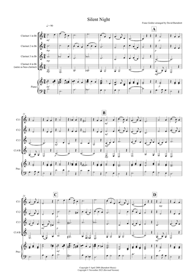 Silent Night for Clarinet Quartet (arr. David Burndrett)