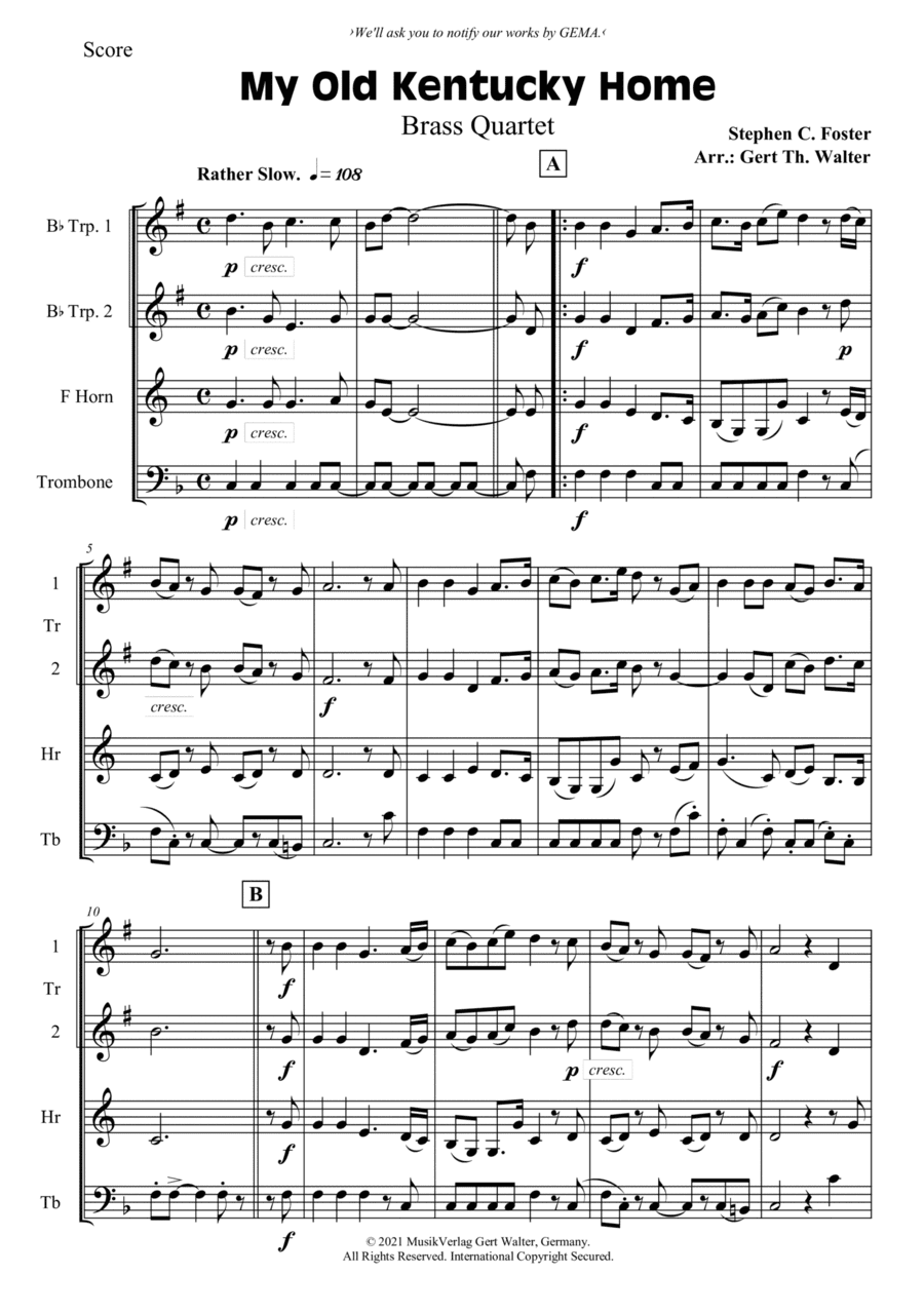 My Old Kentucky Home (arr. Gert Th. Walter)