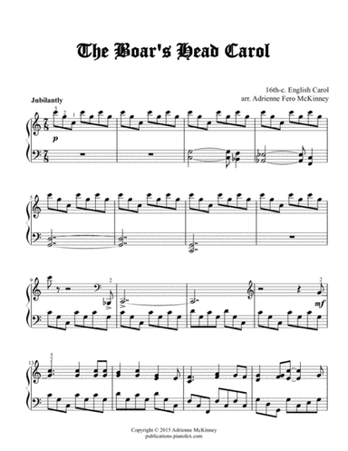 The Boar's Head Carol - Piano solo arrangement (arr. Adrienne Fero McKinney)