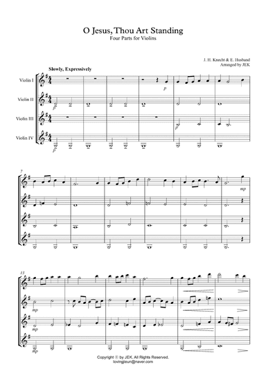 HYMN FOR VIOLIN ENSEMBLE - O Jesus, Thou Art Standing (arr. JEK)