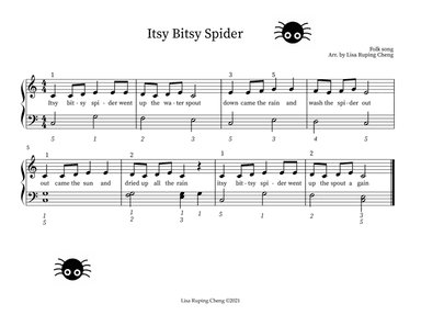 Itsy Bitsy Spider for young beginners piano (arr. Lisa Ruping Cheng)