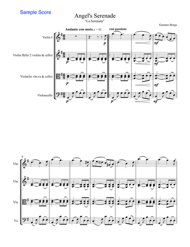 ANGEL'S SERENADE String Trio, Intermediate Level for 2 violins and cello or violin, viola and cello (arr. Sherry Lewis)