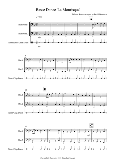 Basse Dance by Susato for Trombone Duet (arr. David Burndrett)