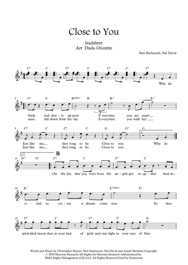 Close To You (arr. Duda Oriontte)