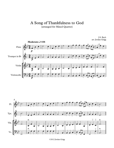 A Song of Thankfulness to God (arranged for Mixed Quartet) (arr. Jordan Grigg)