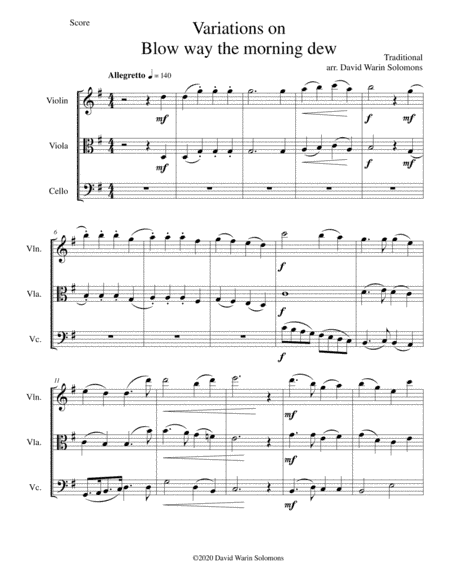 Variations on Blow away the morning dew for string trio (arr. David Warin Solomons)