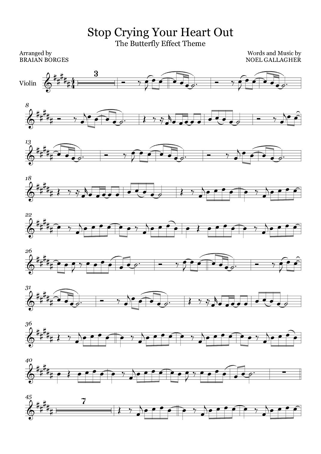 Stop Crying Your Heart Out (arr. Braian Borges)