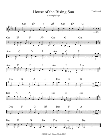 House of the Rising Sun (in multiple keys) (arr. Mark Huxhold)
