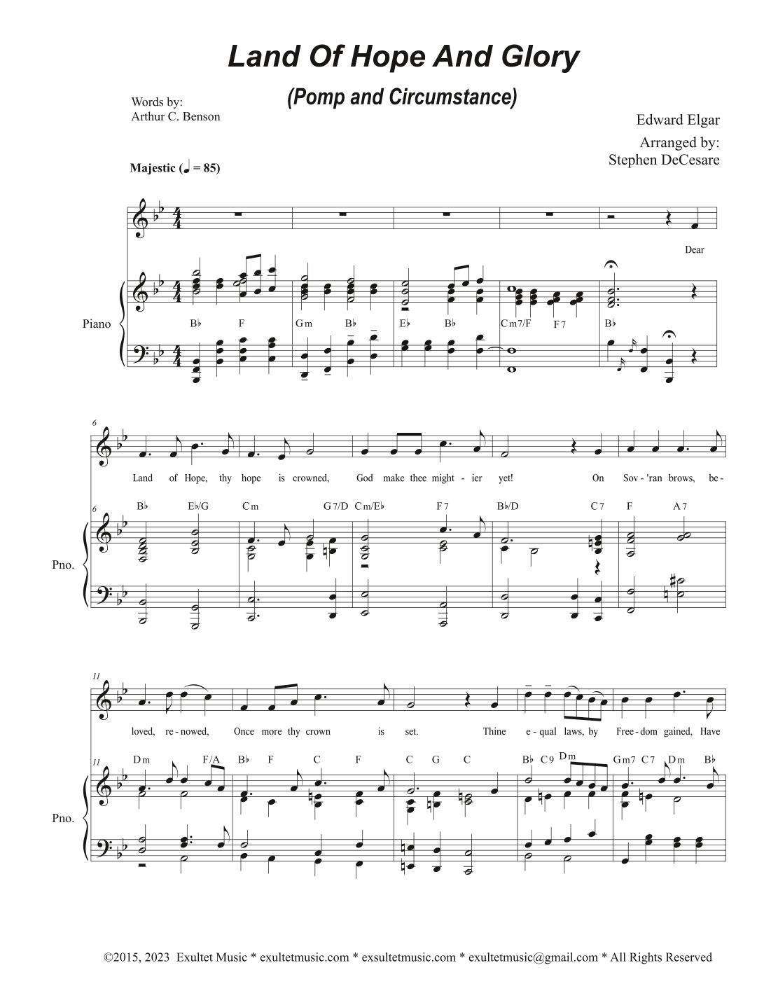 Land Of Hope And Glory (Pomp and Circumstance) (Vocal solo) (arr. Stephen DeCesare)