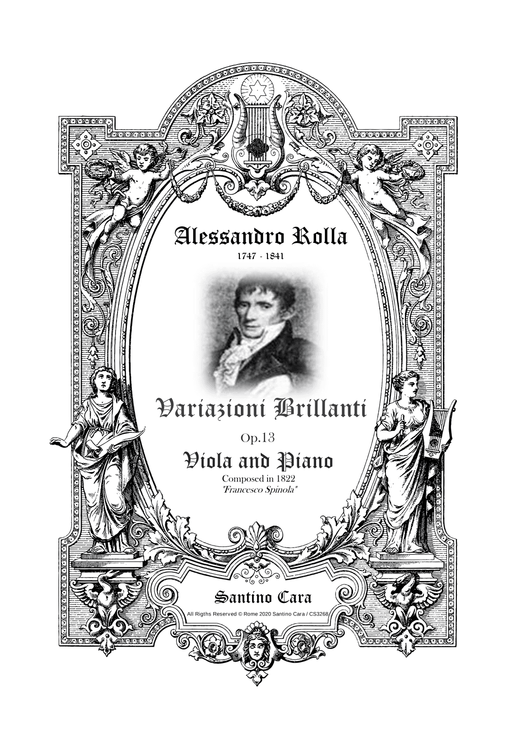 Rolla A - Variazioni Brillanti in F major Op.13 for Viola and Piano - Score and Part (arr. Santino Cara)
