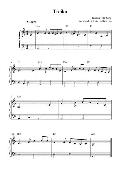 Troika (easy piano solo with chords) (arr. Kaiserin Rebecca)