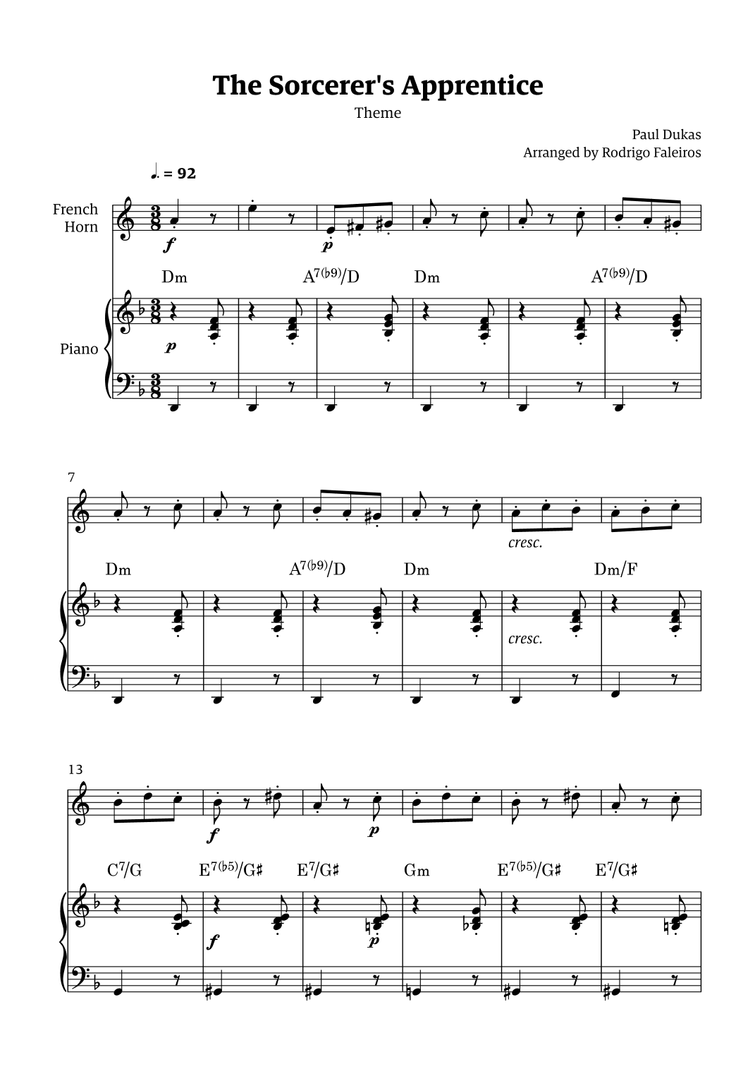 The Sorcerer's Apprentice theme (arr. Rodrigo Faleiros)