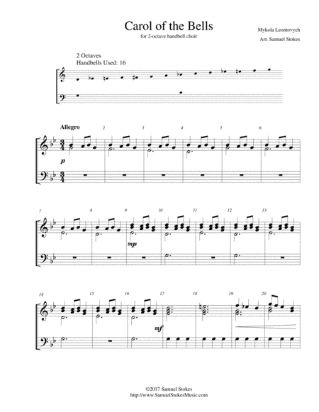 Carol of the Bells - for 2-octave handbell choir (arr. Samuel Stokes)