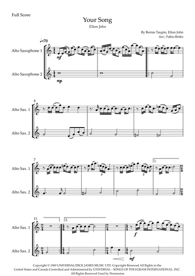 Your Song (arr. Fabio Britto)
