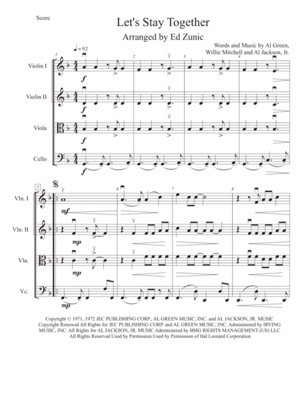 Let's Stay Together (arr. Ed Zunic)