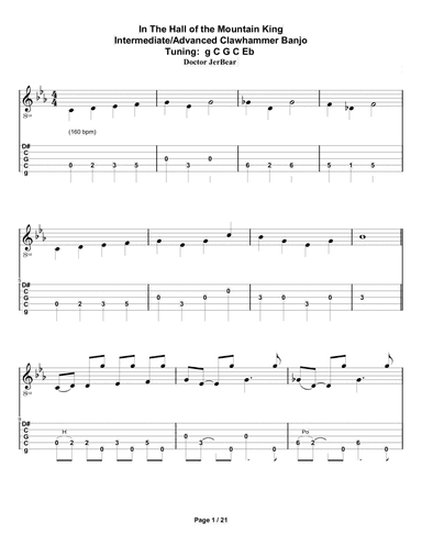 Doctor JerBear--In the Hall of the Mountain King--Intermediate/Advanced Clawhammer Banjo (arr. Doctor JerBear)