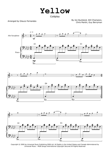 Yellow (arr. Glauco Fernandes)