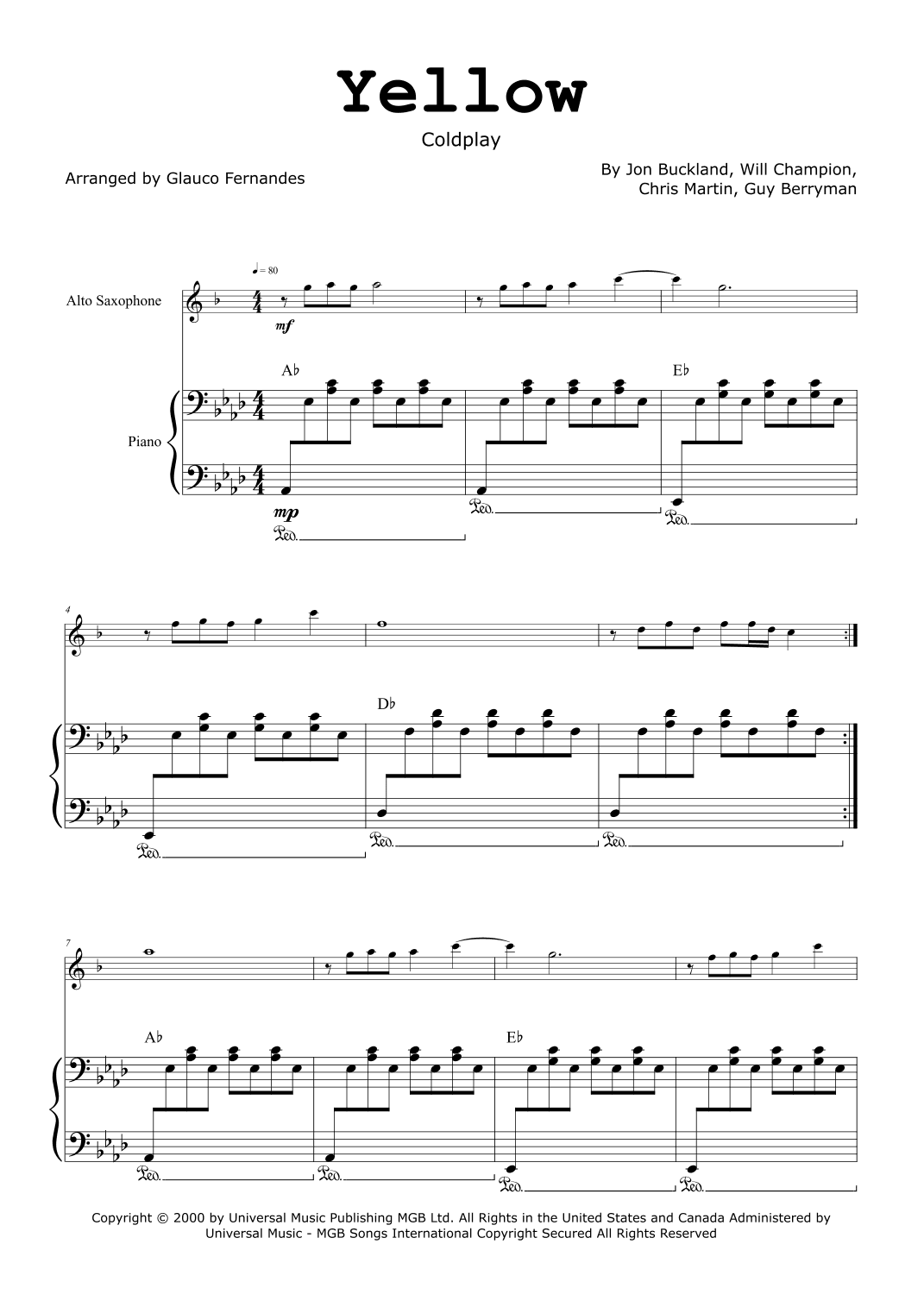 Yellow (arr. Glauco Fernandes)