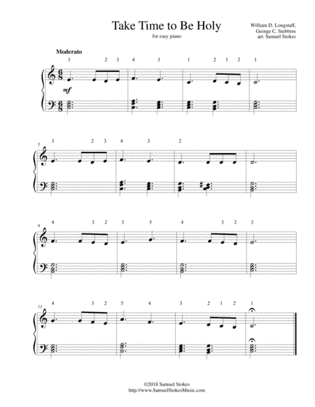 Take Time to Be Holy - for easy piano (arr. Samuel Stokes)