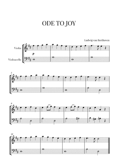 Beethoven - Ode to Joy (for Violin and Cello) - D Major (arr. Cadenza Editions)