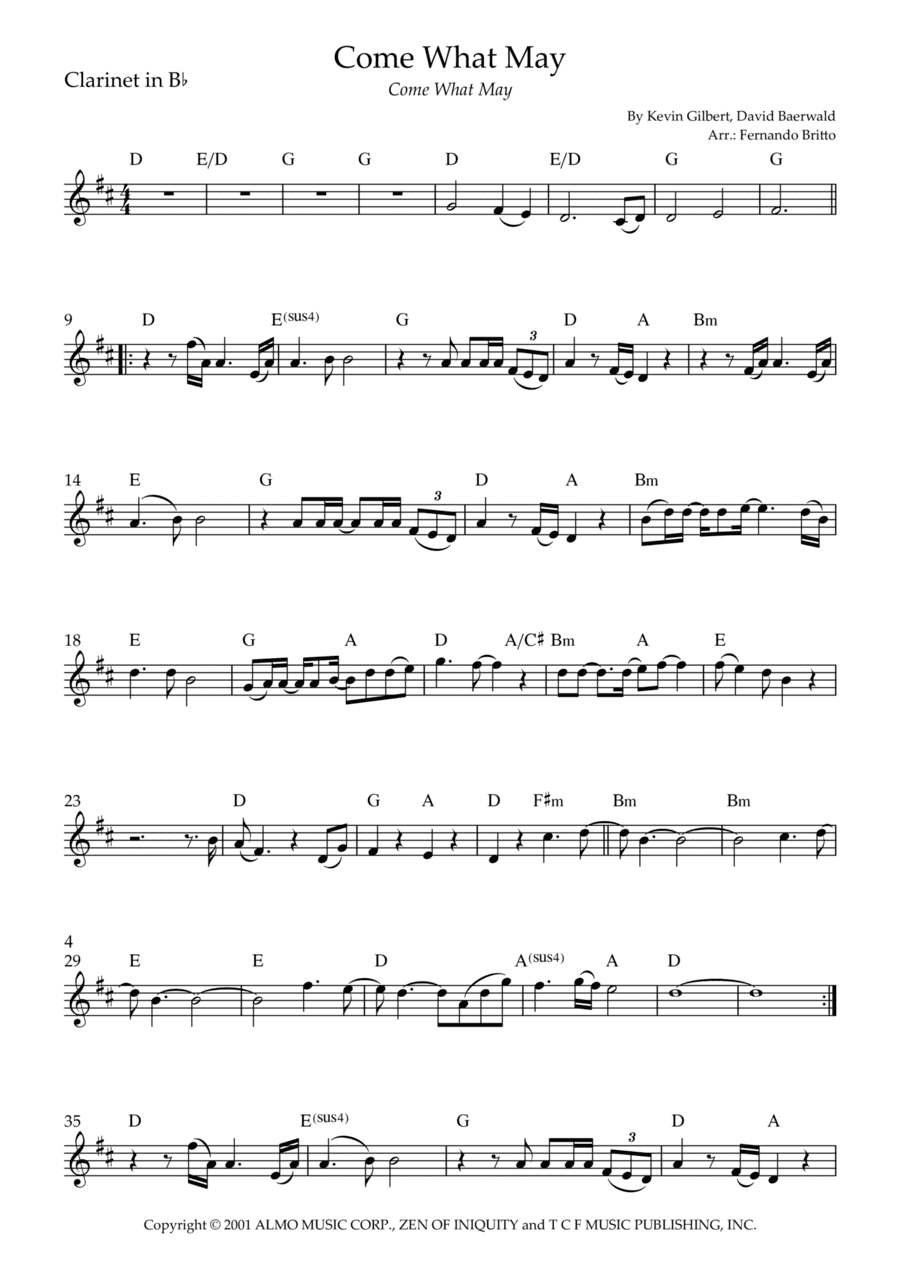 Come What May (arr. Fernando Britto)
