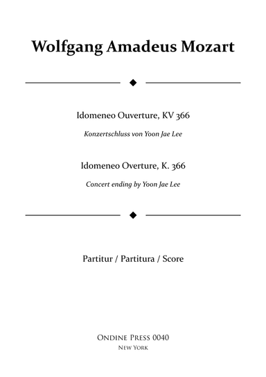 Idomeneo Overture, K. 366 concert ending by Yoon Jae Lee - Score Only (arr. Yoon Jae Lee)