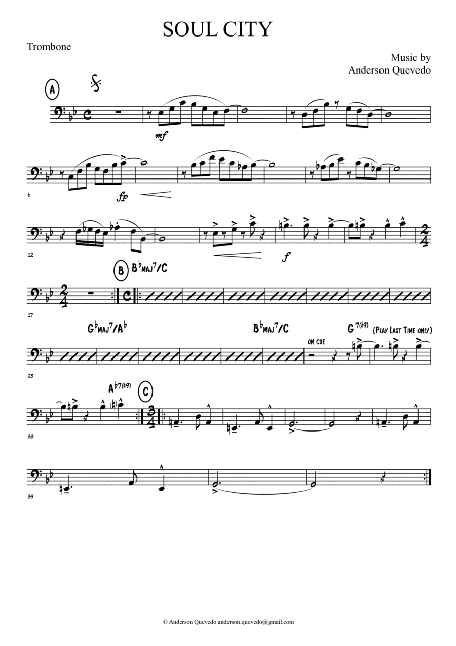 Soul City by Anderson Quevedo - Jazz Funk for Trombone