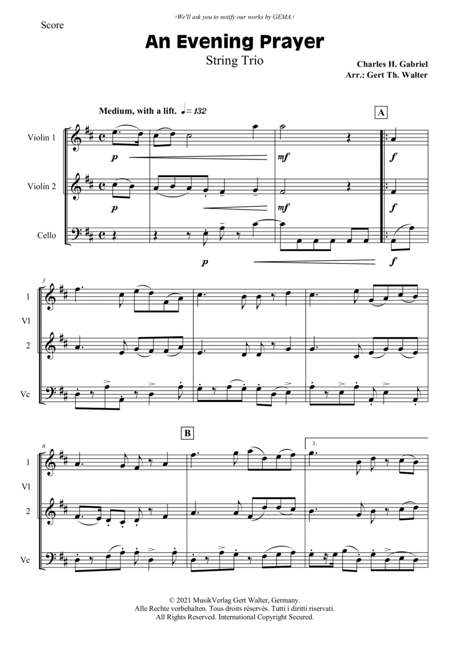 An Evening Prayer (arr. Gert Th. Walter)