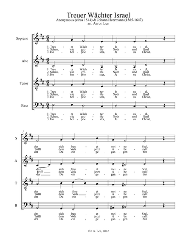 Treuer Wächter Israel (SATB, a cappella)