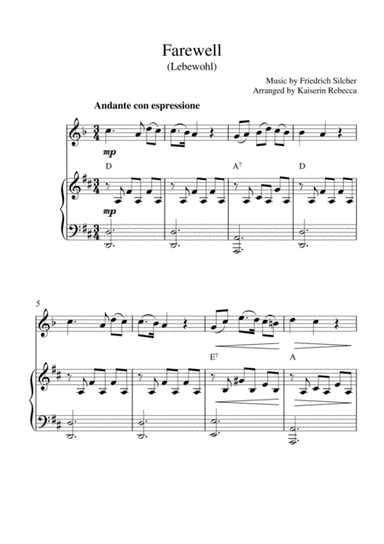 Farewell (Lebewohl) (clarinet in A solo and piano accompaniment) (arr. Kaiserin Rebecca)