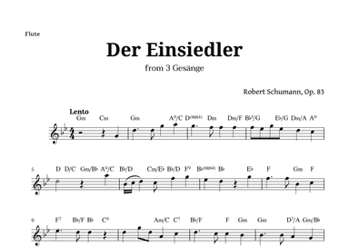 Der Einsiedler by Schumann for Flute and Chords (arr. Langanho)