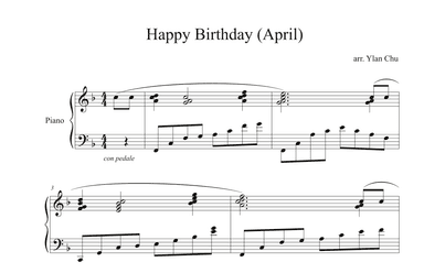 Happy Birthday for Intermediate Piano (Romantic/Dreamy) / Beginner Piano / Sight Reading (April) (arr. Ylan Chu)