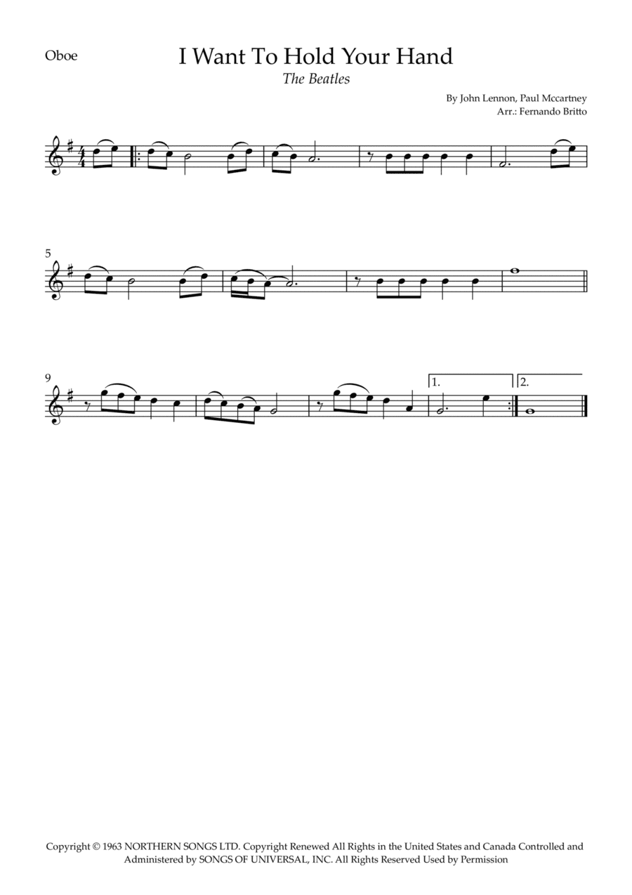 I Want To Hold Your Hand (arr. Fernando Britto)