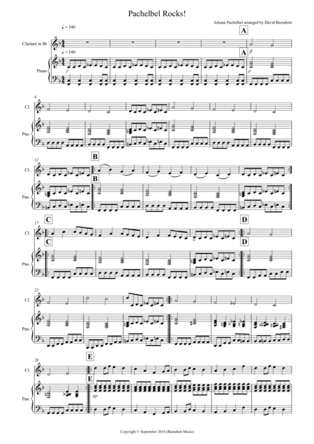 Pachelbel Rocks! for Clarinet and Piano (arr. David Burndrett)