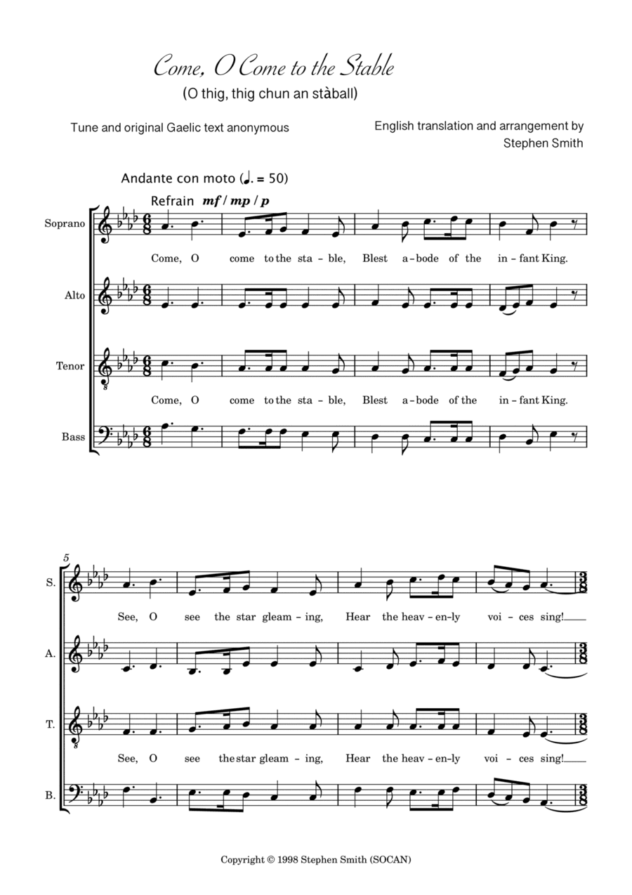 Come, O Come to the Stable (arr. Stephen Smith)