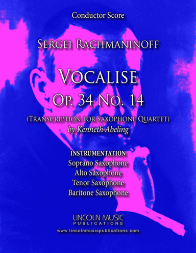 Rachmaninoff - Vocalise Op. 34 No.14 (for Saxophone Quartet SATB) (arr. Kenneth Abeling)