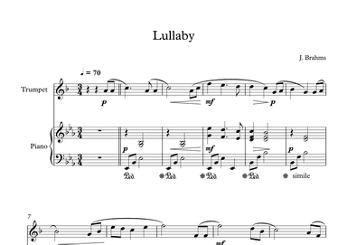 Lullaby - Johannes Brahms (Trumpet + Piano) (arr. Digital Book Music)