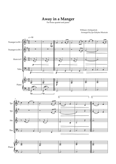 Away in a Manger for Brass Quartet and Piano (arr. JPS Edições Musicais)