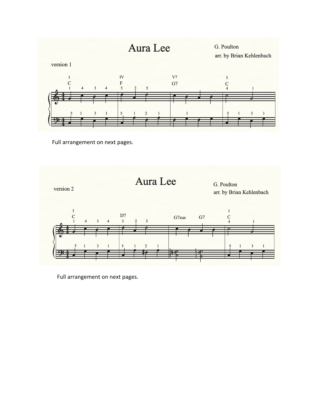 Aura Lee (arr. Brian Kehlenbach)