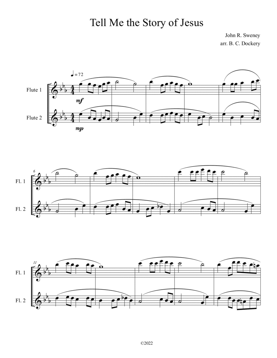 Tell Me the Story of Jesus (Flute Duet) (arr. B. C. Dockery)