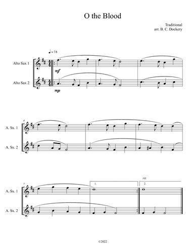 O the Blood (Alto Sax Duet) (arr. B. C. Dockery)