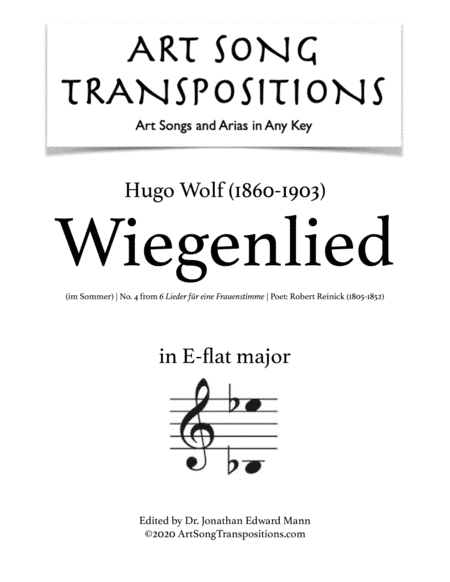 WOLF: Wiegenlied im Sommer (transposed to E-flat major) (arr. ArtSongTranspositions.com)