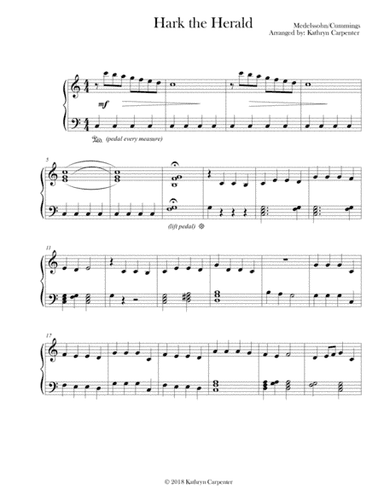 Hark the Herald (Easy Piano, Early Intermediate) (arr. Kathryn Carpenter)