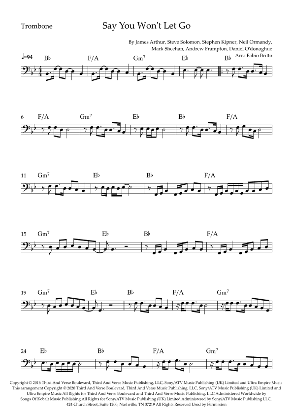 Say You Won't Let Go (arr. Fabio Britto)