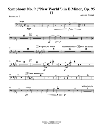 Dvorak Symphony No. 9, New World, Movement II - Trombone in Bass Clef 2 (Transposed Part), Op.95 (arr. Doug Clyde)