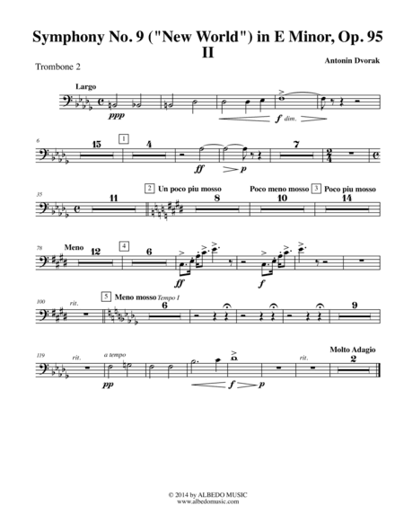 Dvorak Symphony No. 9, New World, Movement II - Trombone in Bass Clef 2 (Transposed Part), Op.95 (arr. Doug Clyde)
