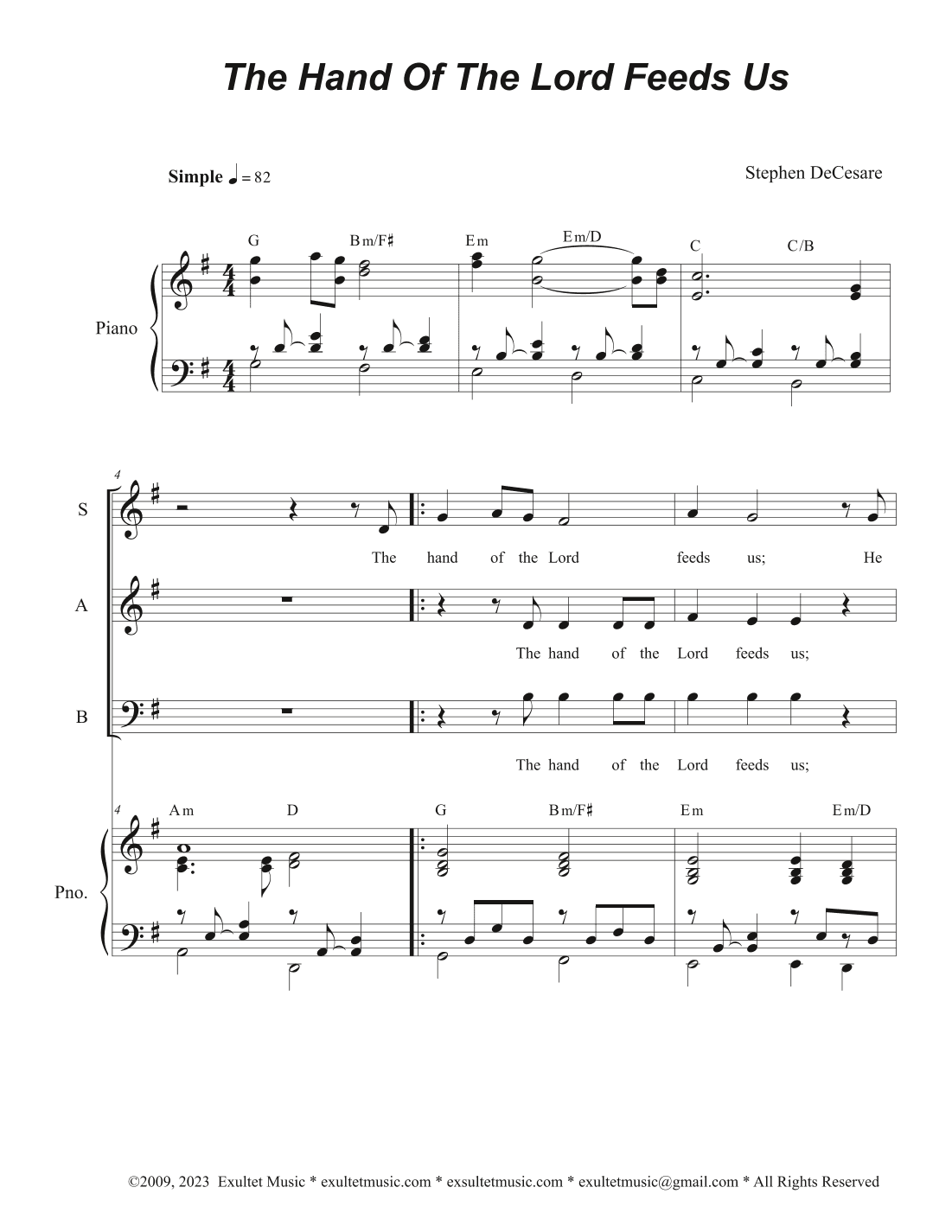 The Hand Of The Lord Feeds Us (Vocal Trio - (SAB)